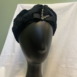 Black Velour Vintage Hat
